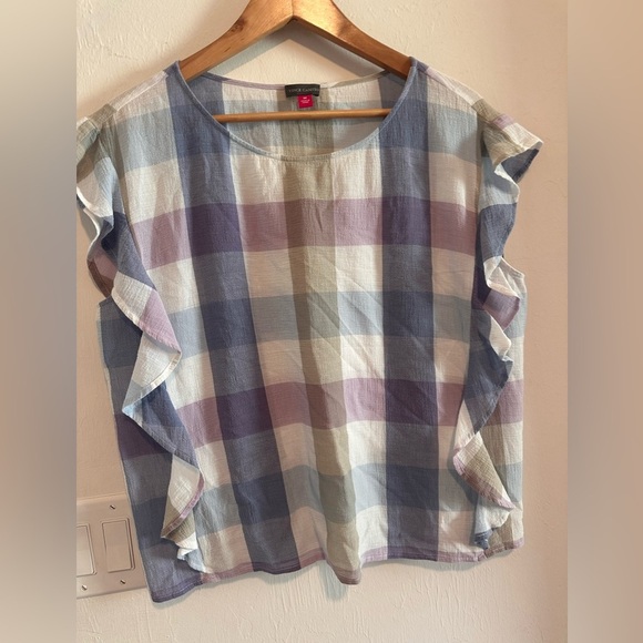 Vince Camuto Ruffled Short Sleeve Top Sz M - Picture 4 of 6